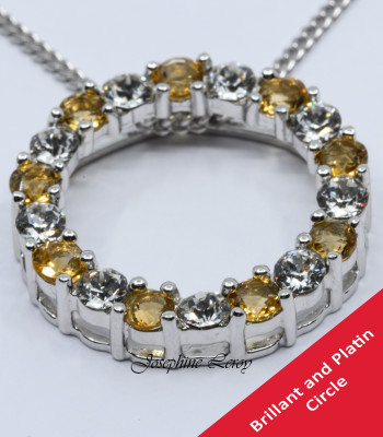 Platin Brillant Citrine Circle Schmuckanhänger