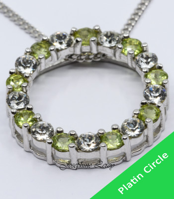 Platin Peridot und Kristall Circle Schmuckanhänger