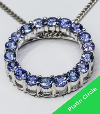 Pendentif cercle saphir bleu en platine